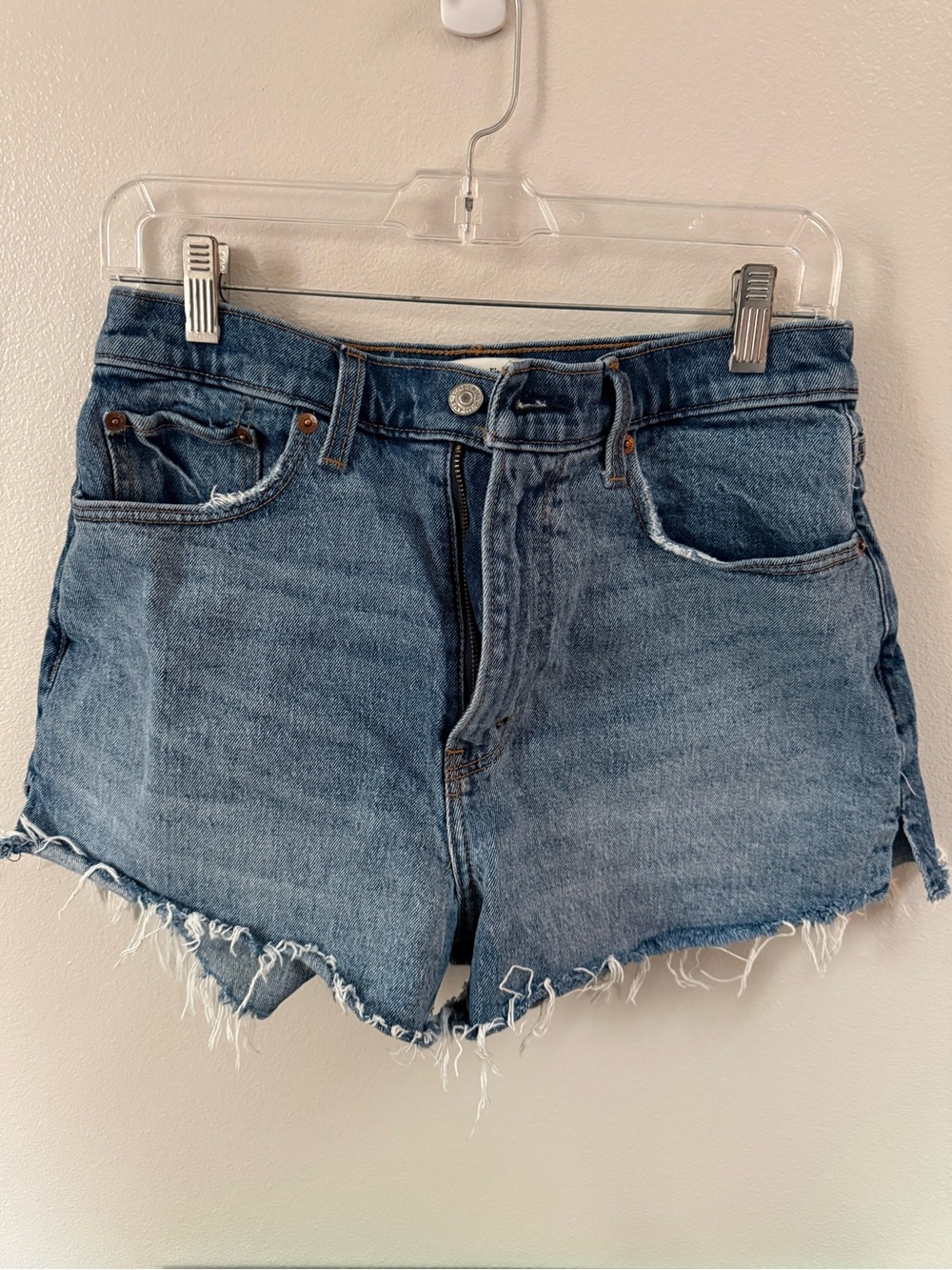 Abercrombie & Fitch Light Blue Frayed Hem Denim Shorts